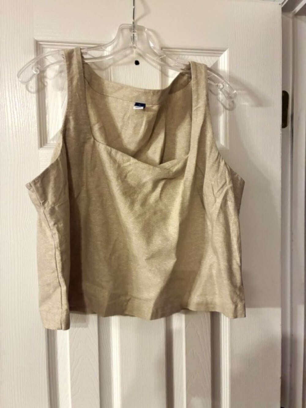 Old Navy Women's Tan Linen-Blend Tank Top Sleeveless Lightweight XL New WO Tags